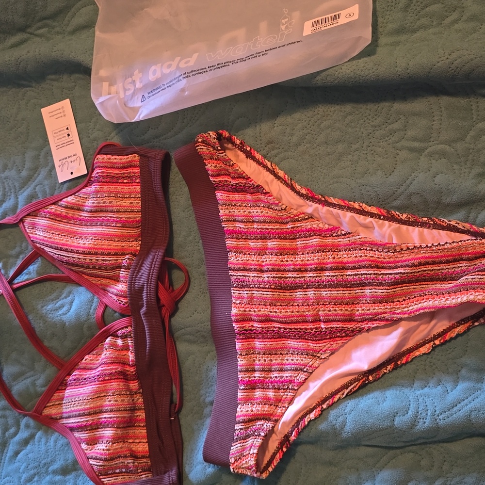 Cupshe High Waisted Hi Cut Bikini Retro Stripe